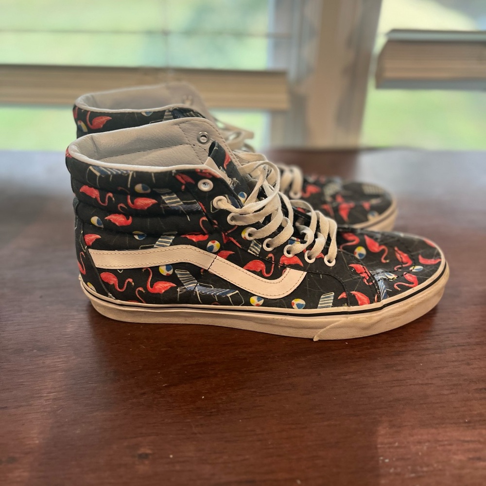 Vans Black and Red Flamingo High-Top Sneakers
